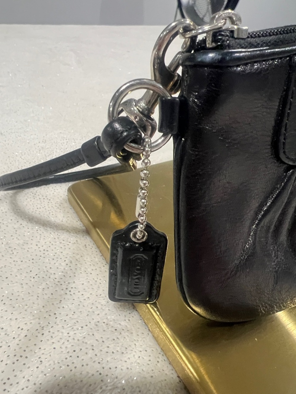 Coach Black Leather Mini Wristlet Crossbody - Picture 3 of 5